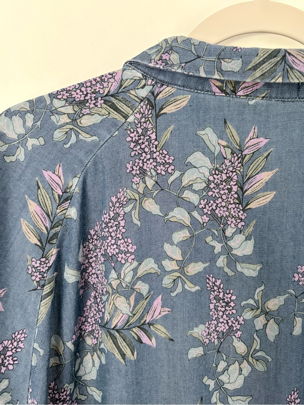 Natural Life Rebecca Tiered Midi Shirt Dress Blue Floral Lyocell Blend - XXL - Picture 10 of 12
